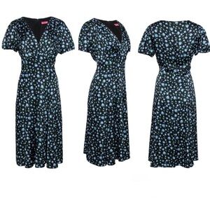 Betsey Johnson Floral Satin Midi Dress